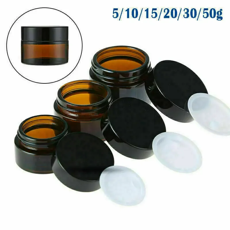 Food Storage Set Glass - 2pcs 5ml/10ml/15ml/20ml/30ml/50ml Glass Amber Cosmetic Face