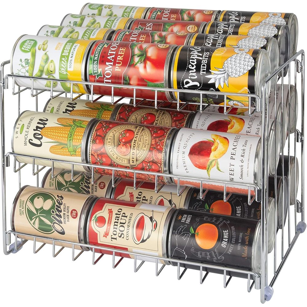 Food Storage In Cabinets - 3 Tier Can Organizer | Chrome