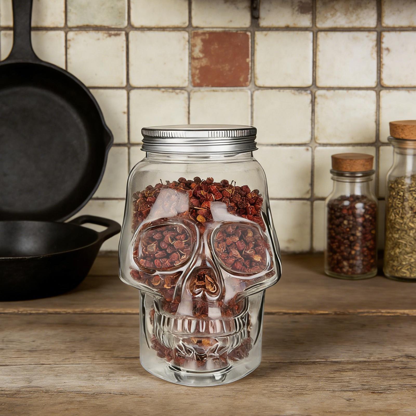 Xmas Food Storage Containers - Spooky Skull storage Jars with lids