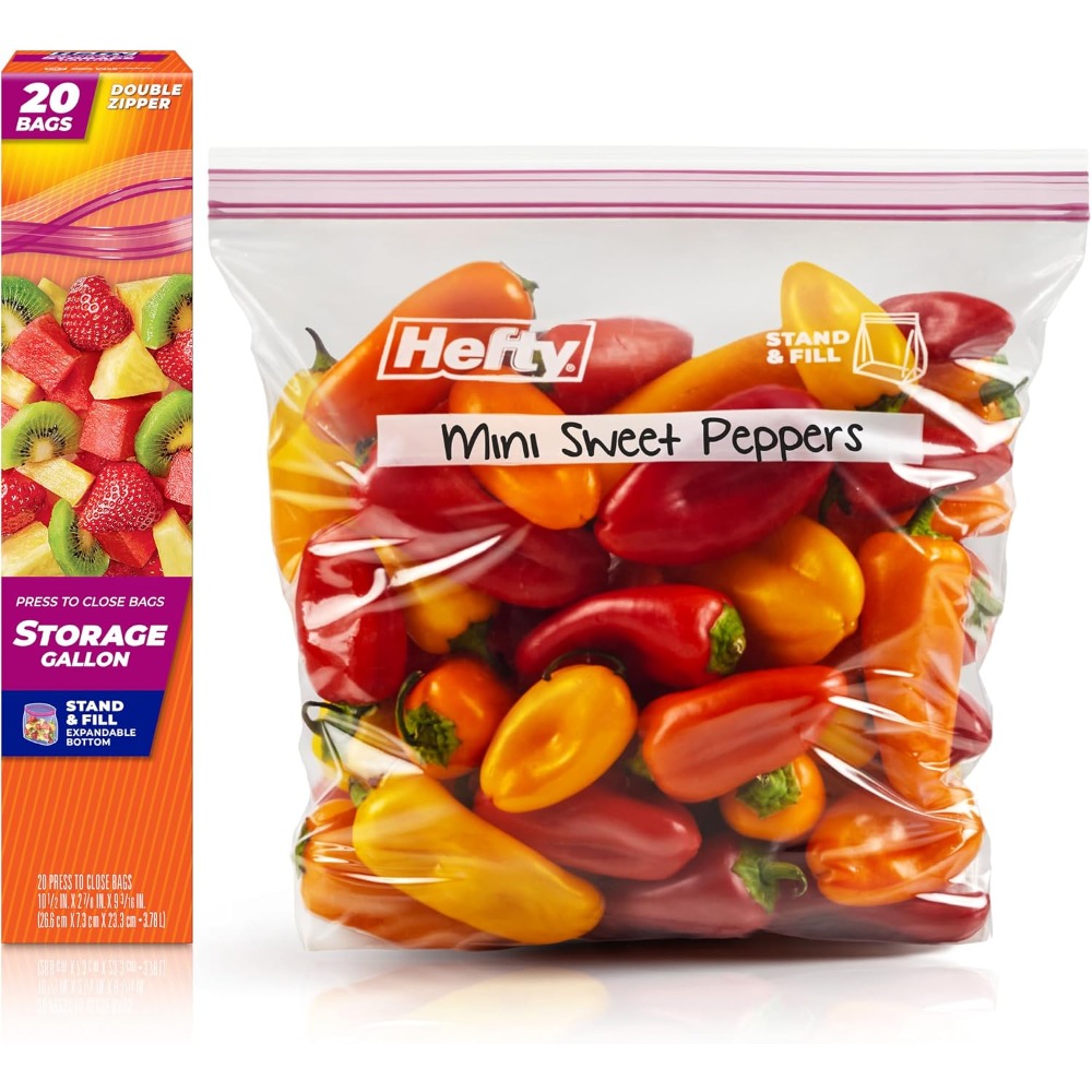 Food Storage Freezer - Press to Close Plastic Bags Gallon