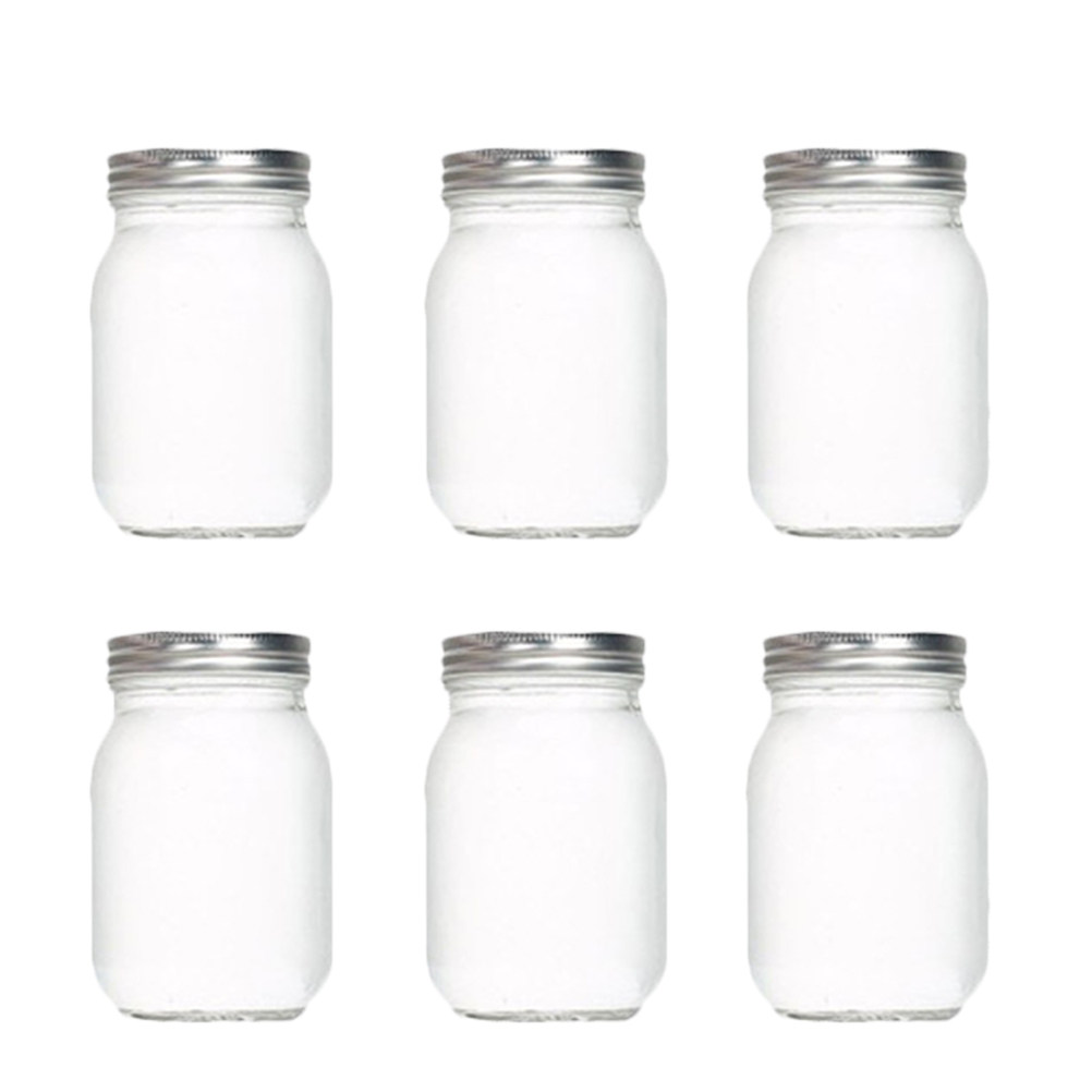 Food Storage Plastic - 6Pcs Transparent Round Glass Jars with