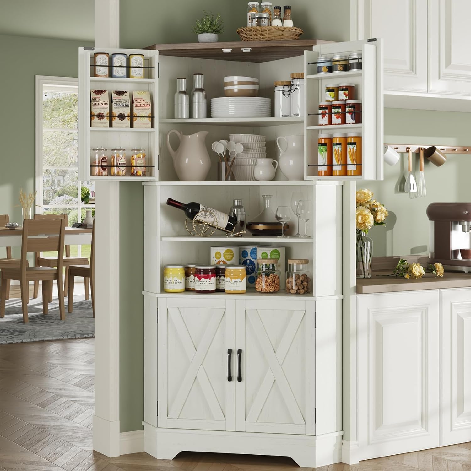 Food Storage In Cabinets - #￥Corner Cabinet, 67''H Kitchen Pantry Storage