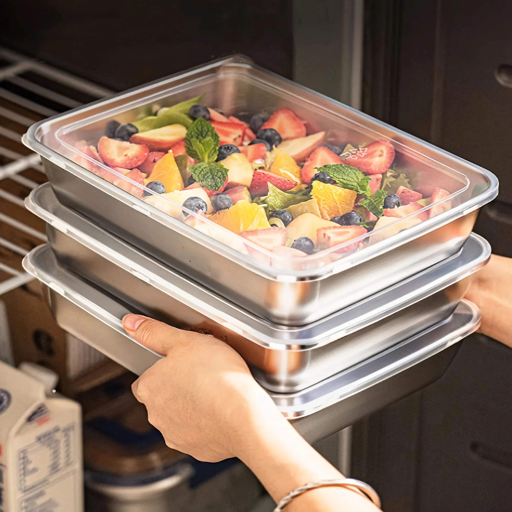 Food Storage Set Glass - 3pcs Stainless Steel Food Containers &