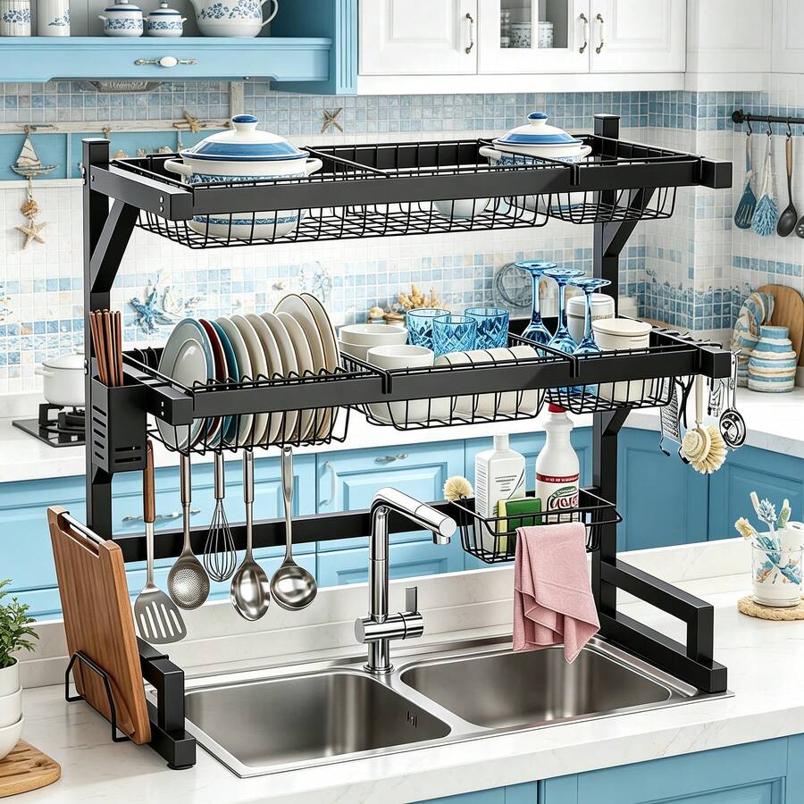 Food Storage Small - 2-Tier Kitchen Over Sink Dish Rack,