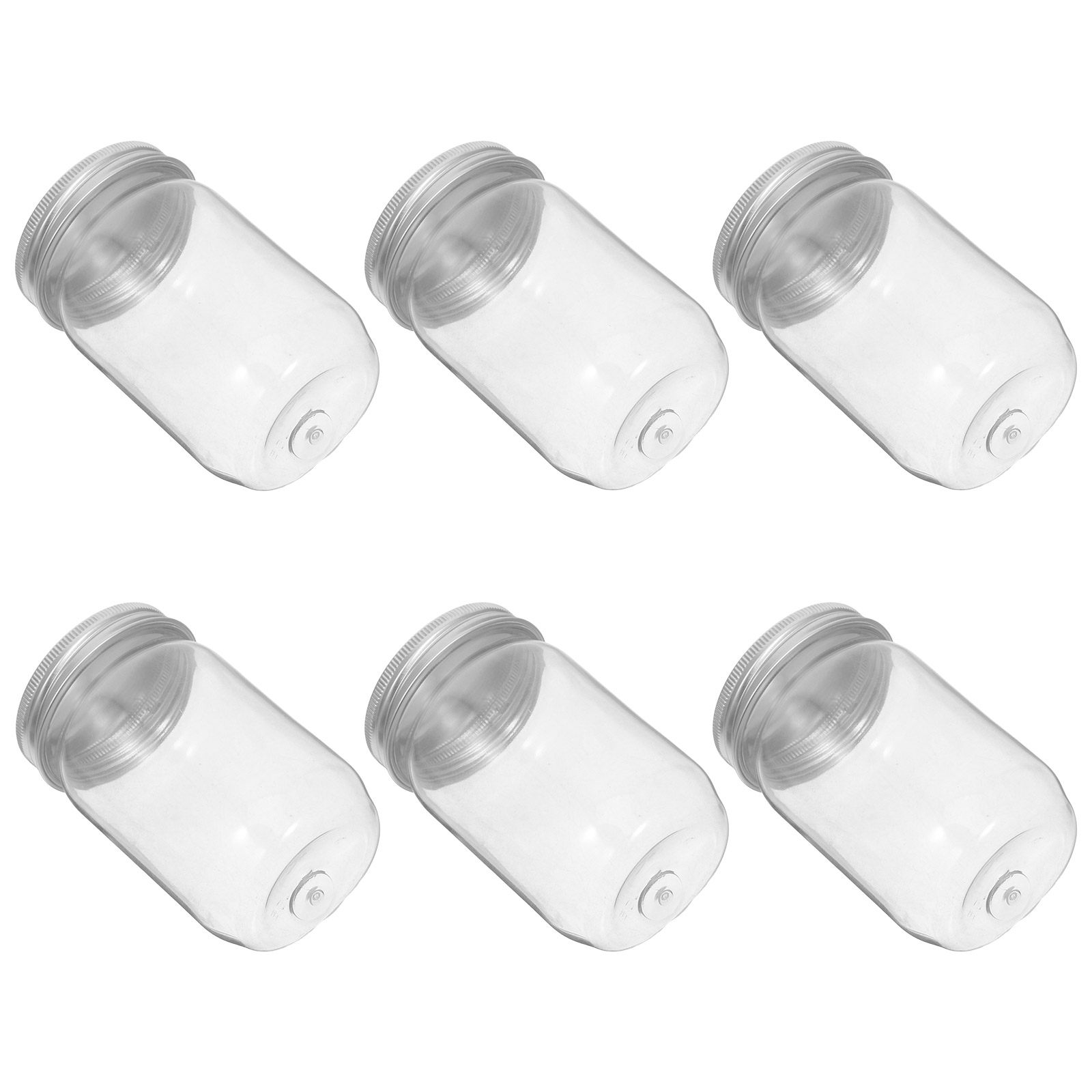Food Storage Plastic - 6Pcs Clear Plastic Mason Jars with