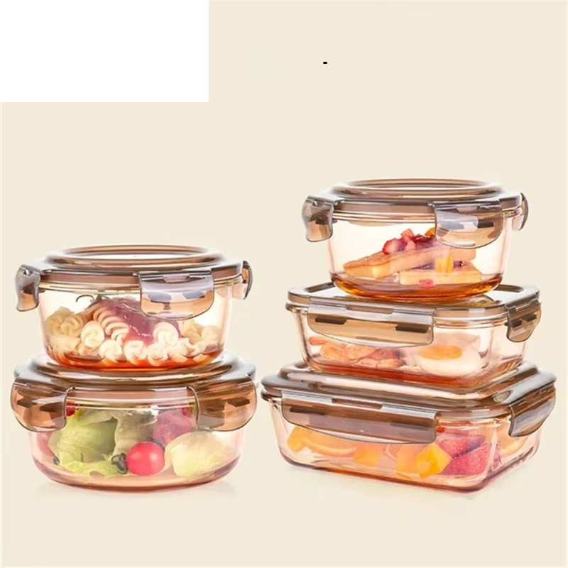Food Storage Set Glass - Glass Fresh-Keeping Box, Microwave Oven Heating