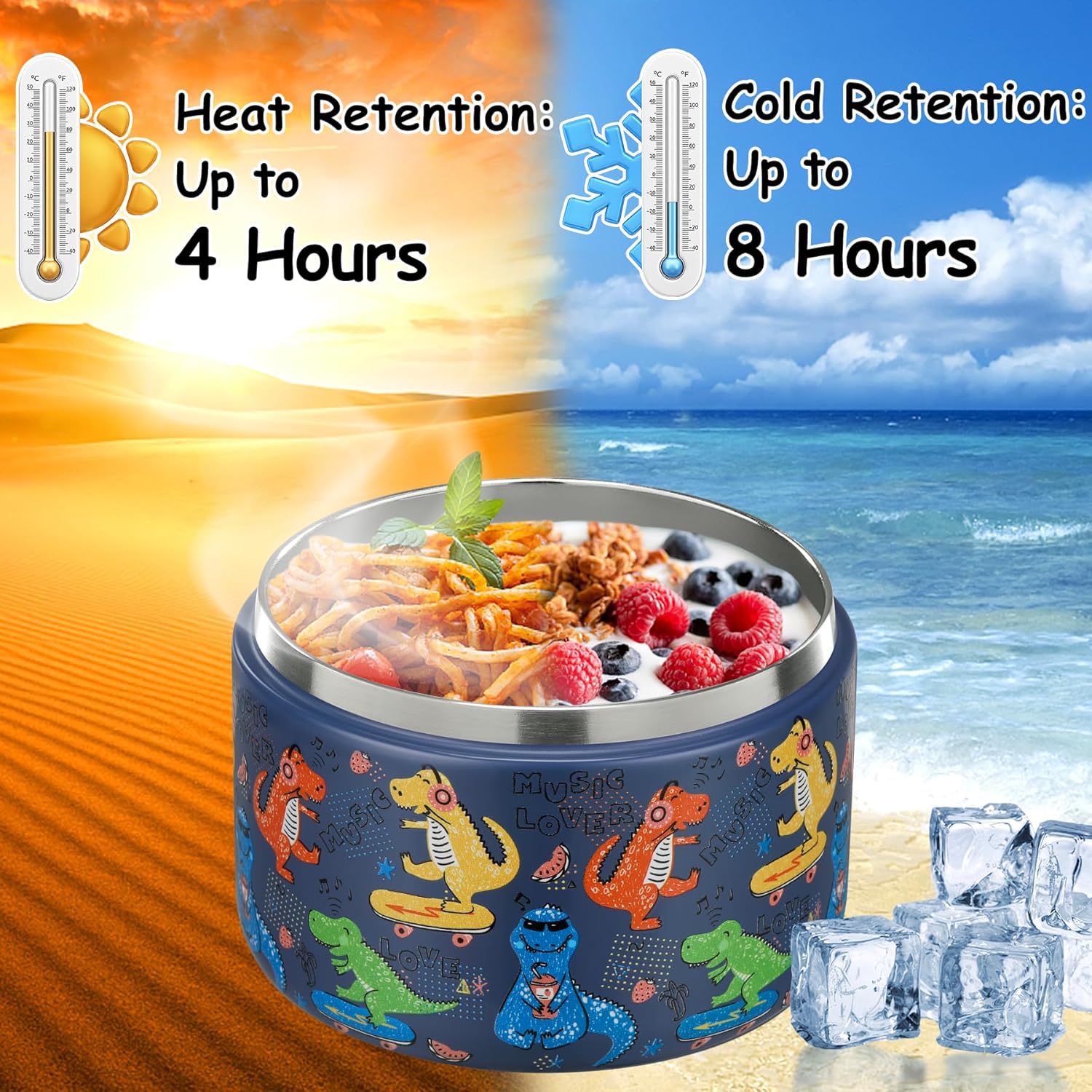 Food Storage Vacuum - 12oz Insulated Vacuum Food Jar with