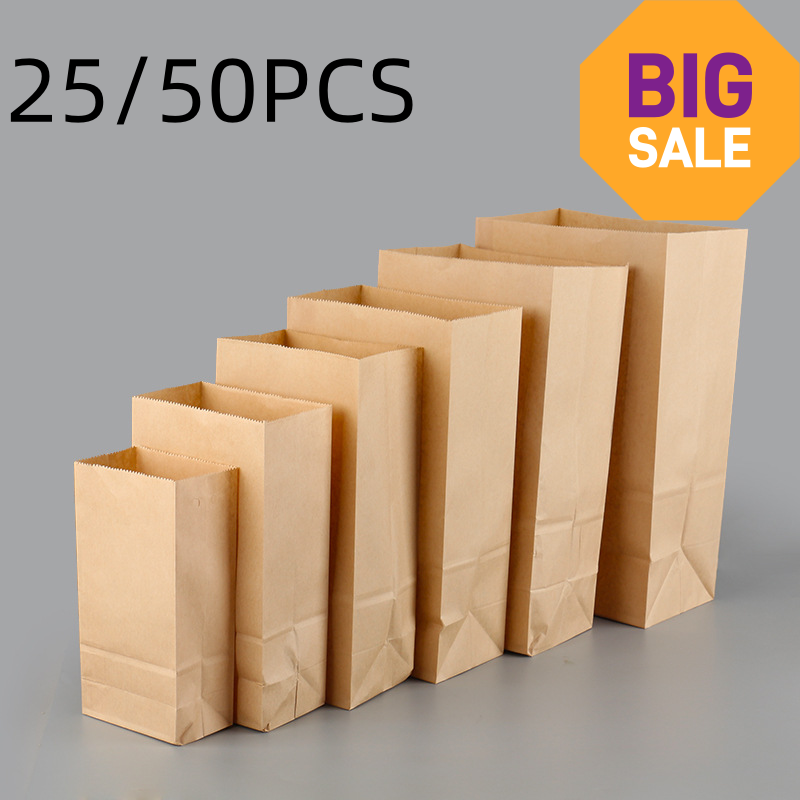 25/50pcs Brown Kraft Paper Bag - Zebra Food Storage review and price