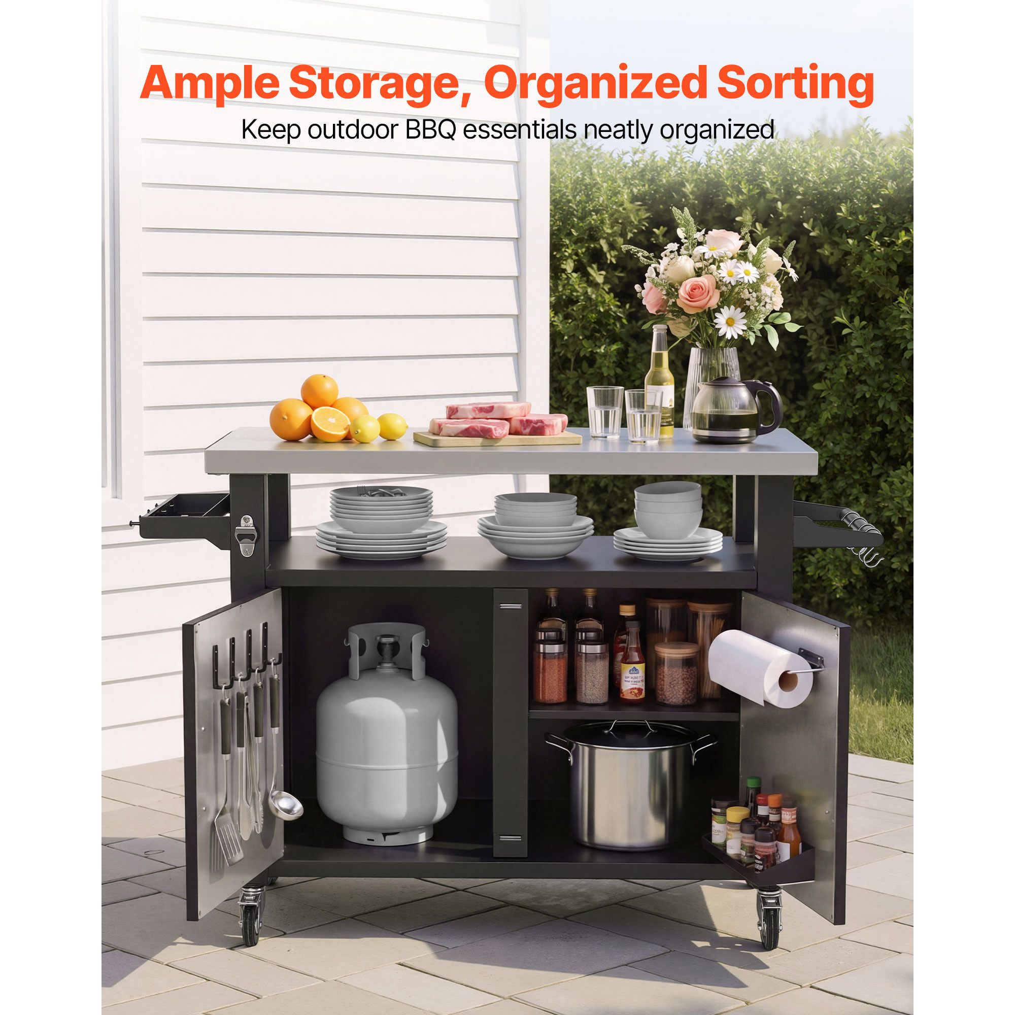 Outdoor Grill Cart with Storag - Food Storage In Cabinets review and price