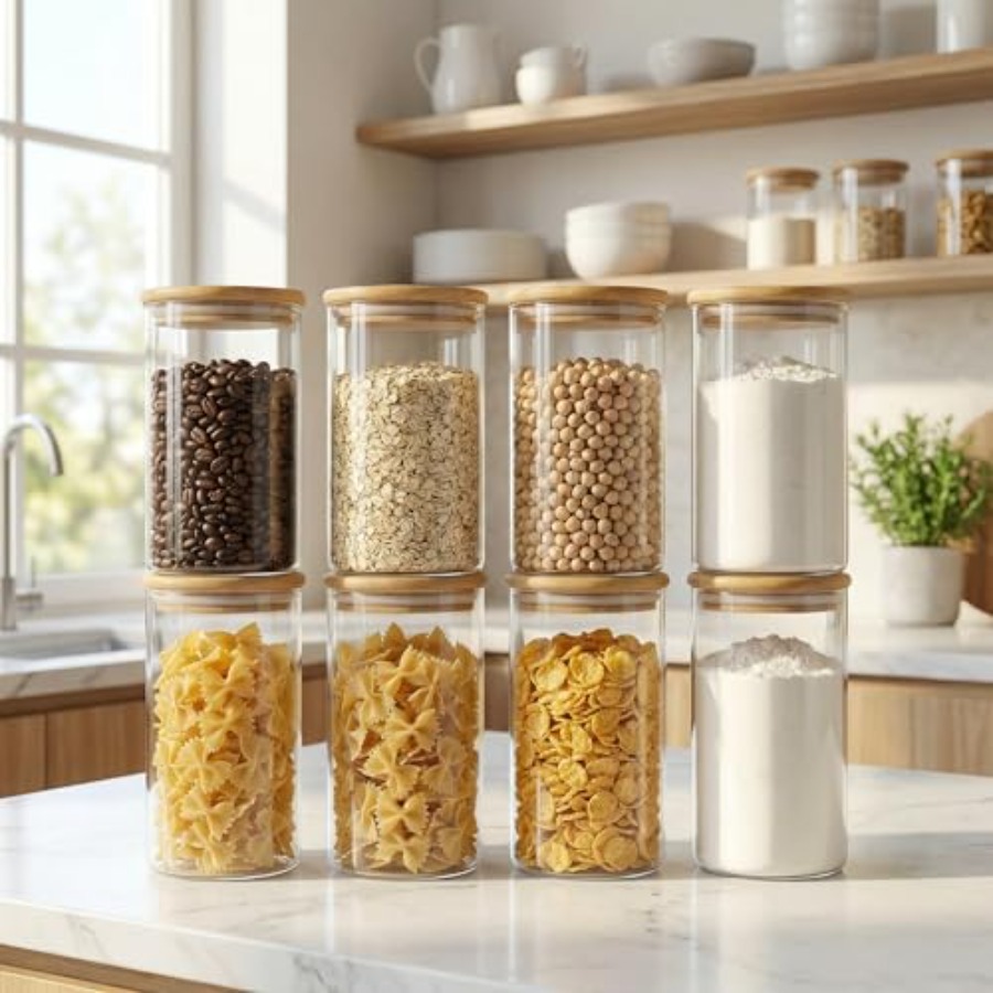 Glass Jars with Bamboo Lids 28 - Food Storage Set Glass review and price