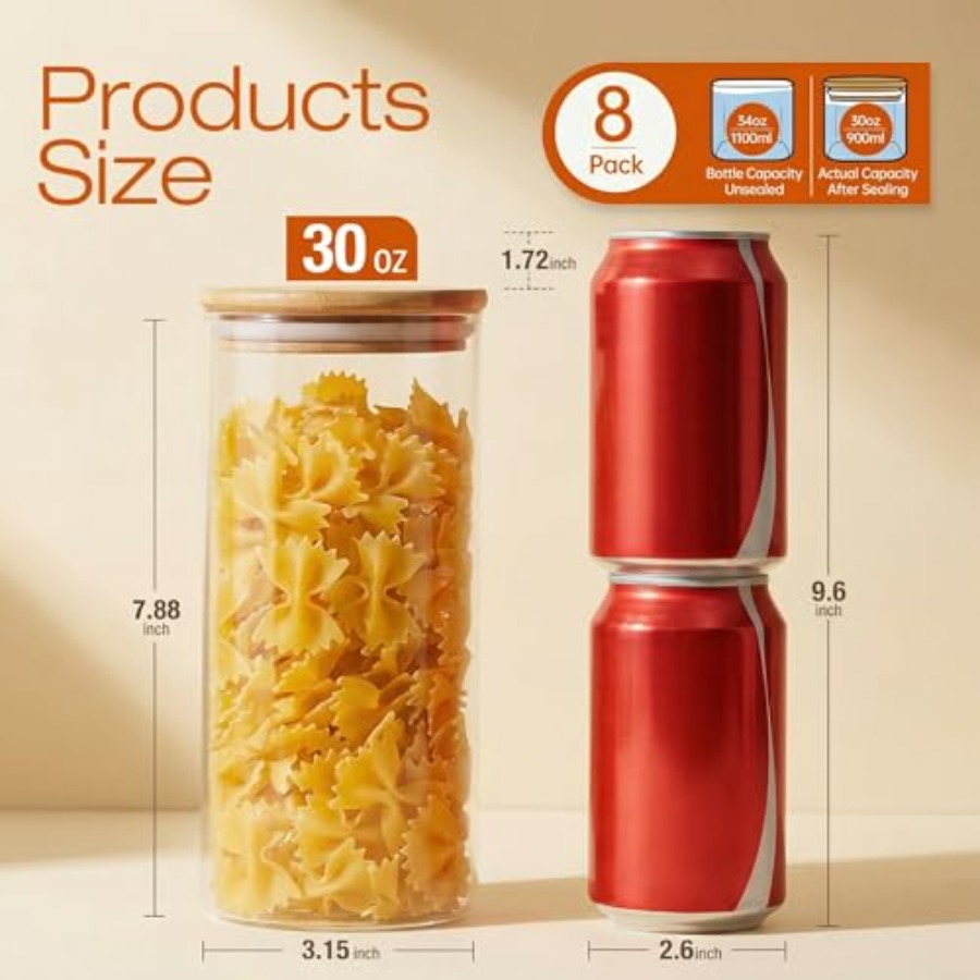 Glass Jars with Bamboo Lids 28 - Food Storage Set Glass review and price