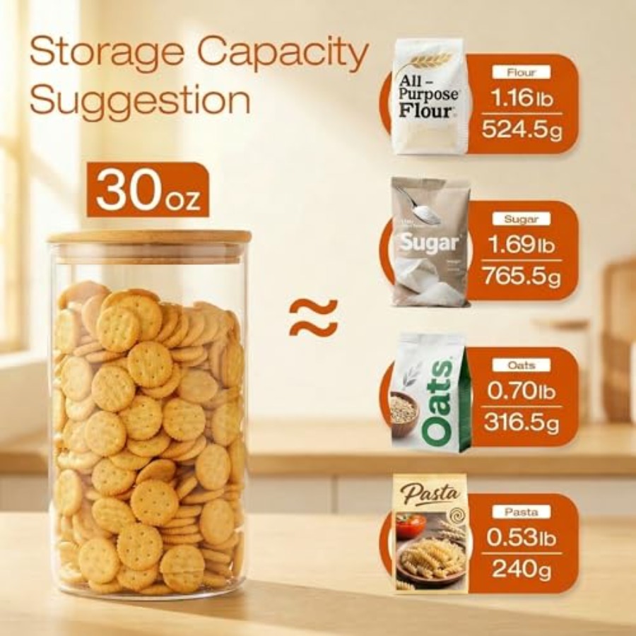 Glass Jars with Bamboo Lids 28 - Food Storage Set Glass review and price