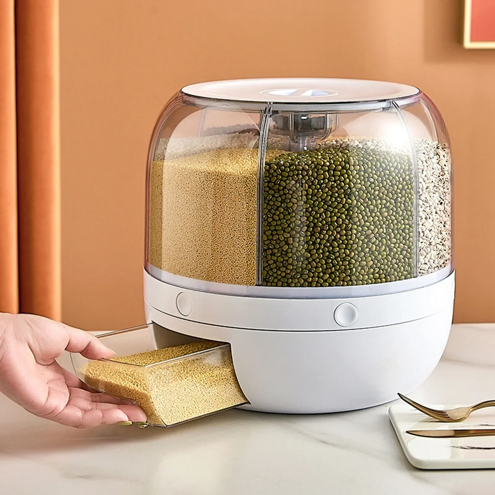6-Compartment 360° Rotating Ai - Food Storage In Pantry review and price