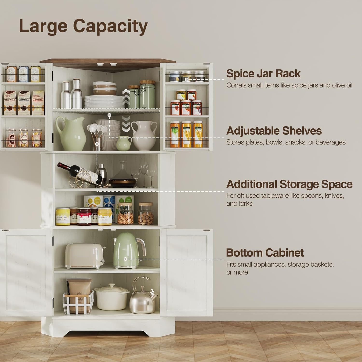 #￥Corner Cabinet, 67''H Kitche - Food Storage In Cabinets review and price