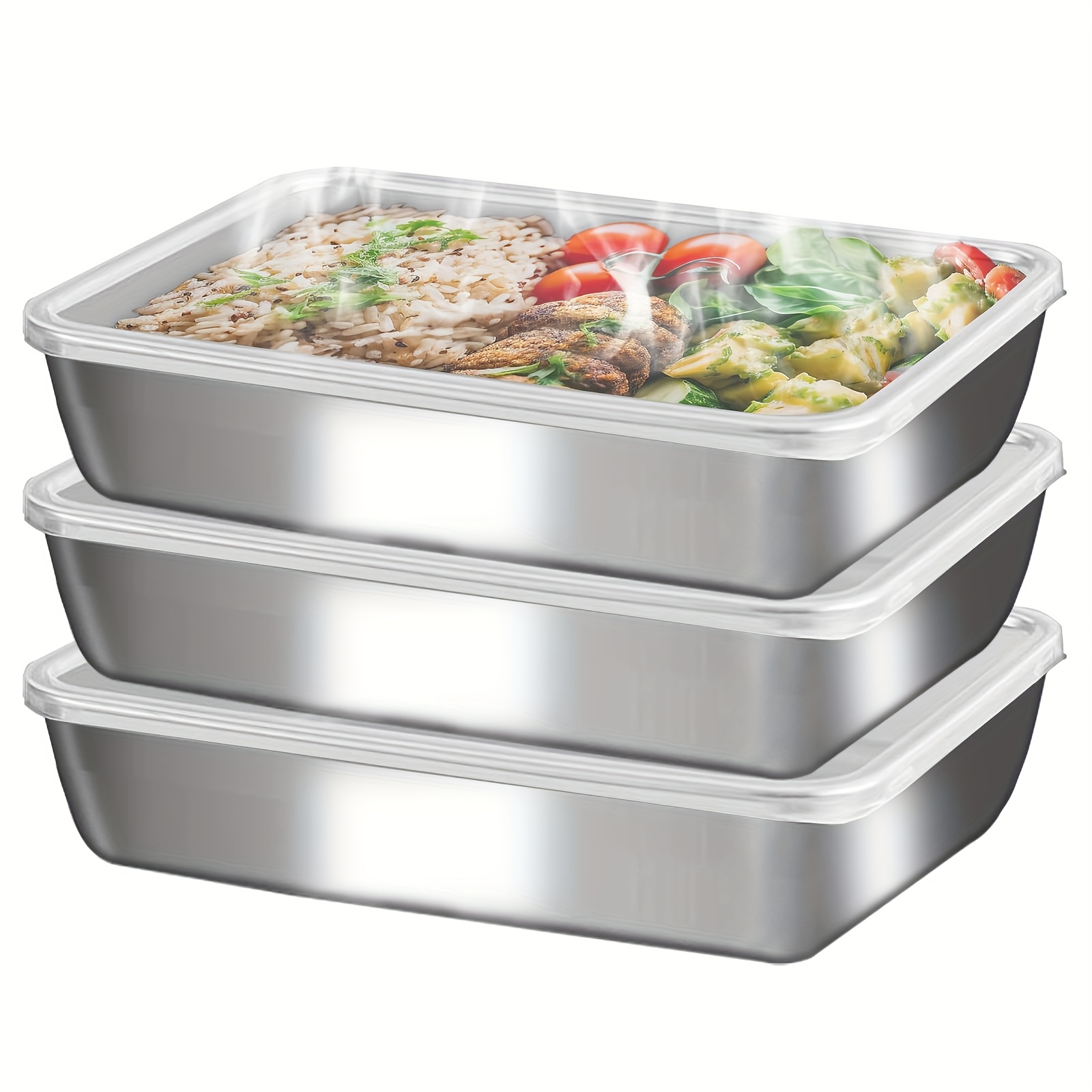 3pcs Stainless Steel Food Cont - Food Storage Set Glass review and price