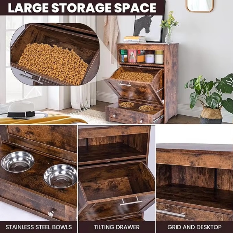 Modern Pet Feeder Station: Ele - Food Storage In Cabinets review and price