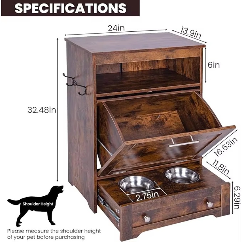 Modern Pet Feeder Station: Ele - Food Storage In Cabinets review and price