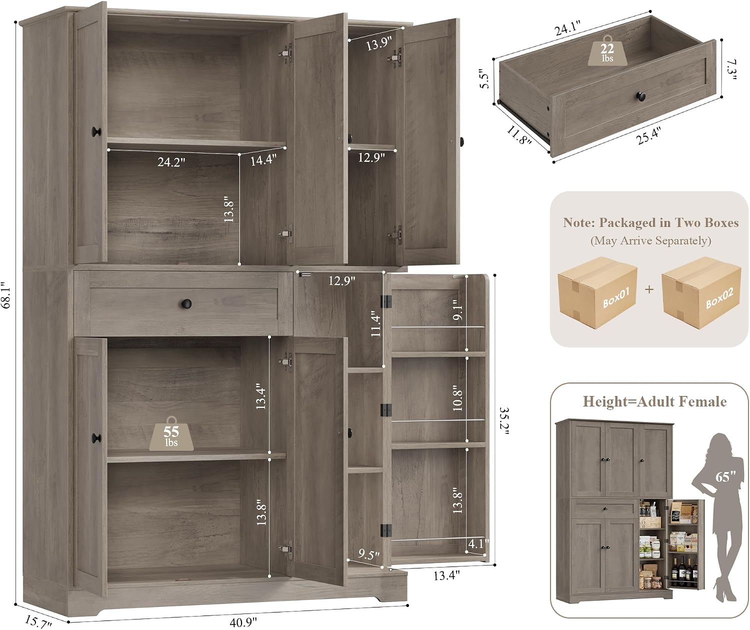 Kitchen Pantry Storage Cabinet - Food Storage Drawers review and price