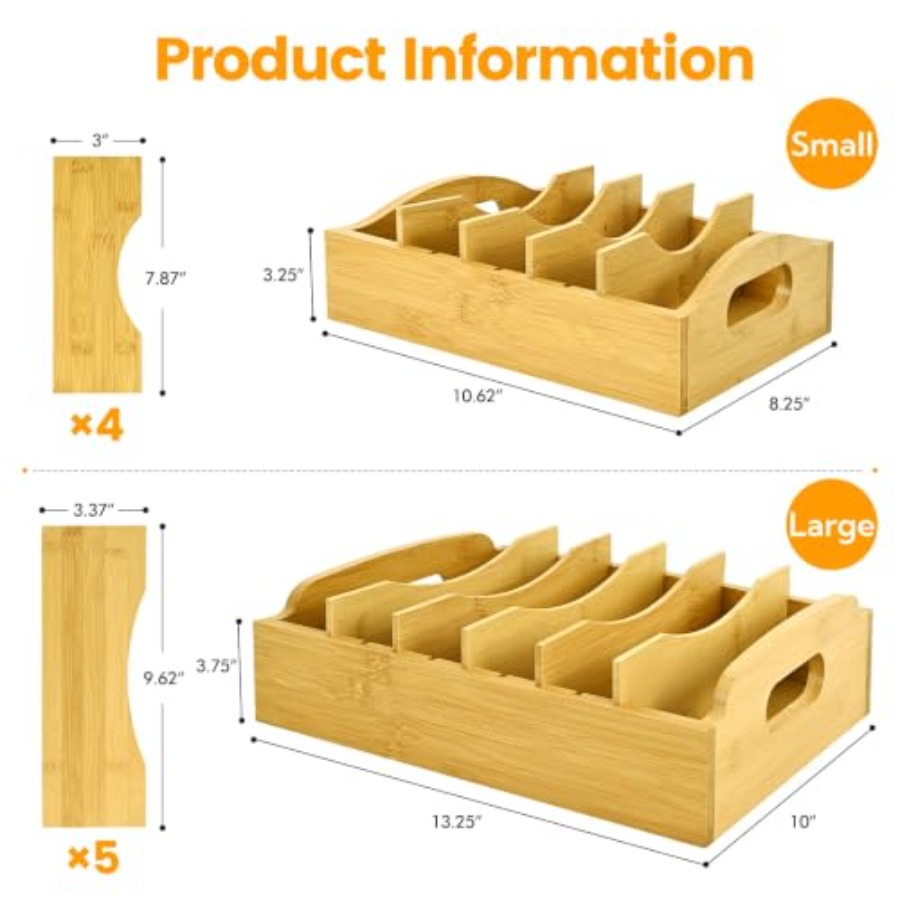 2 Pack Bamboo Lid Organizer, 1 - Food Storage Organizer review and price