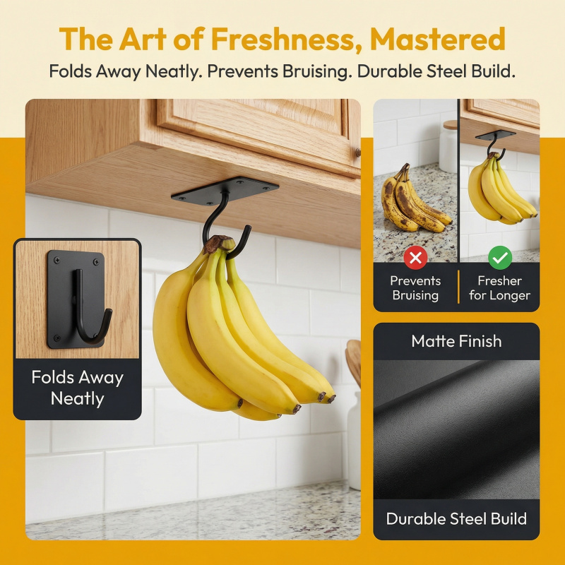 Black Metal Self-Adhesive Bana - Food Storage In Cabinets review and price