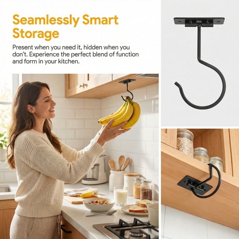 Black Metal Self-Adhesive Bana - Food Storage In Cabinets review and price
